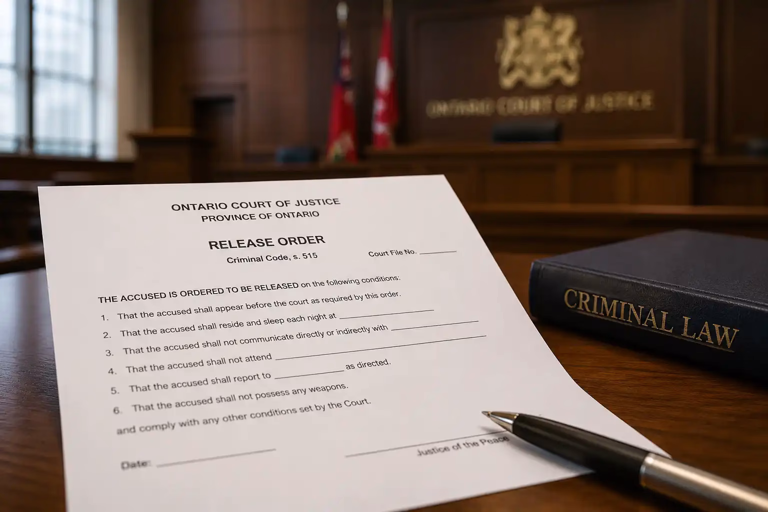 Bail variation in Ontario release order and court documents