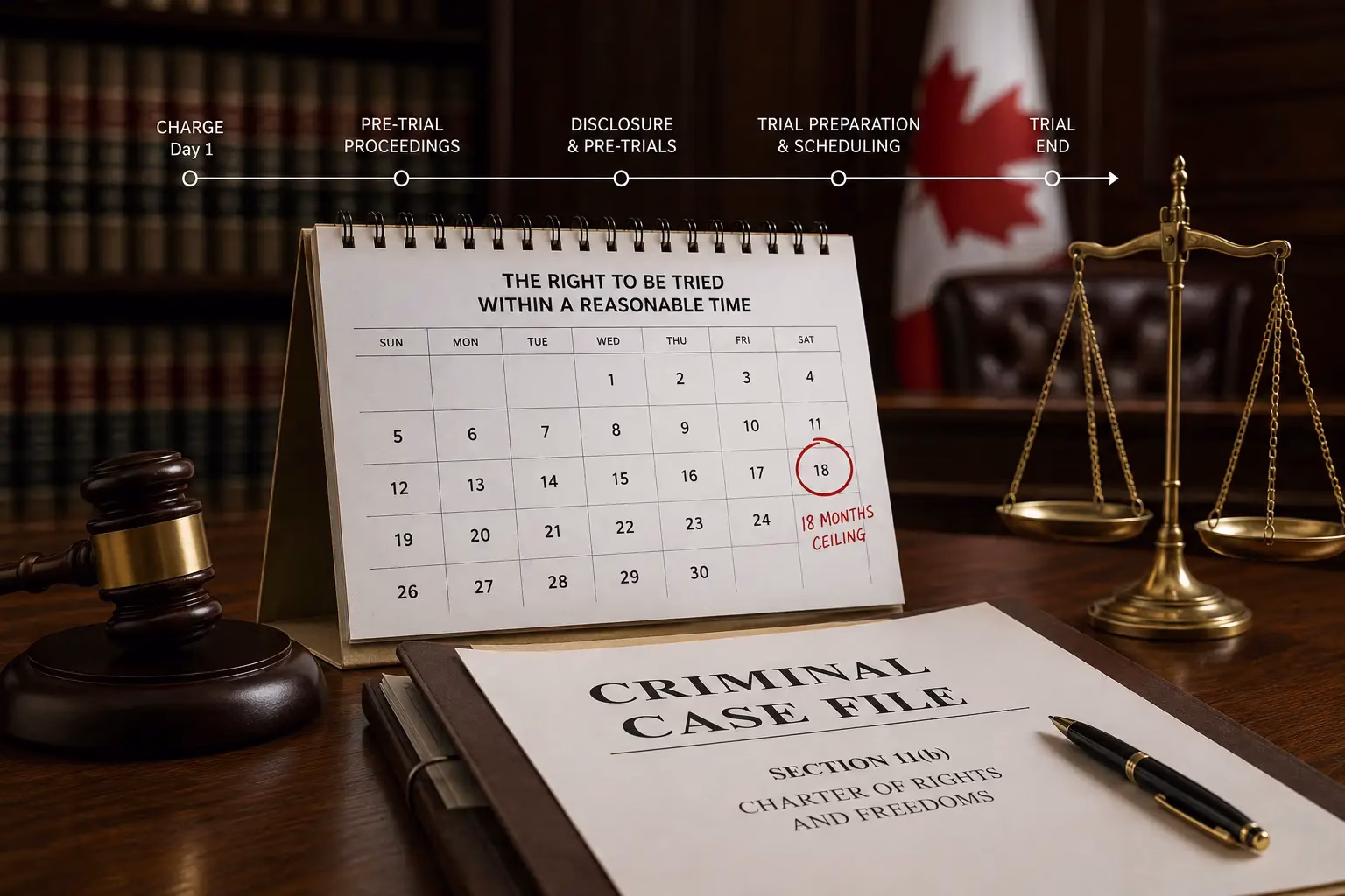 11(b) delay in Ontario courtroom timeline for a criminal case