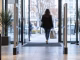 Retail store exit with security gates, representing shoplifting charges in Ontario